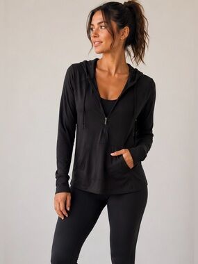 Lululemon Black pullover jacket, black, 1/4 zip. Women’s size 4.
